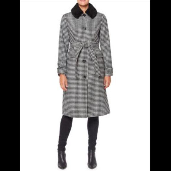Brand New KATE SPADE NEW YORK Gingham Single Breasted Belted Coat - Picture 1 of 9